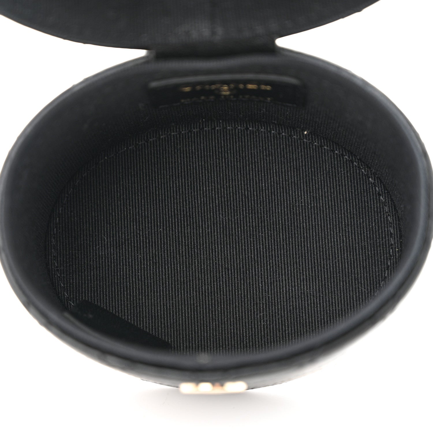 Chanel Lambskin Quilted Mini Round Vanity Case With Chain Black 5 of 12
