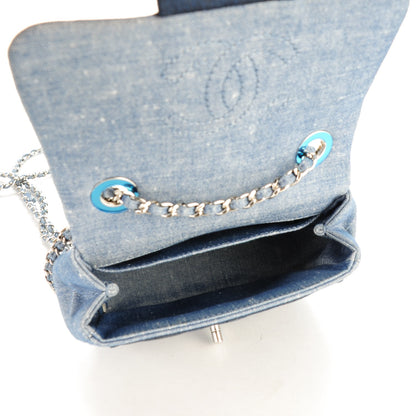 Chanel Denim Quilted Graphic Mini Square Flap Blue 5 of 8
