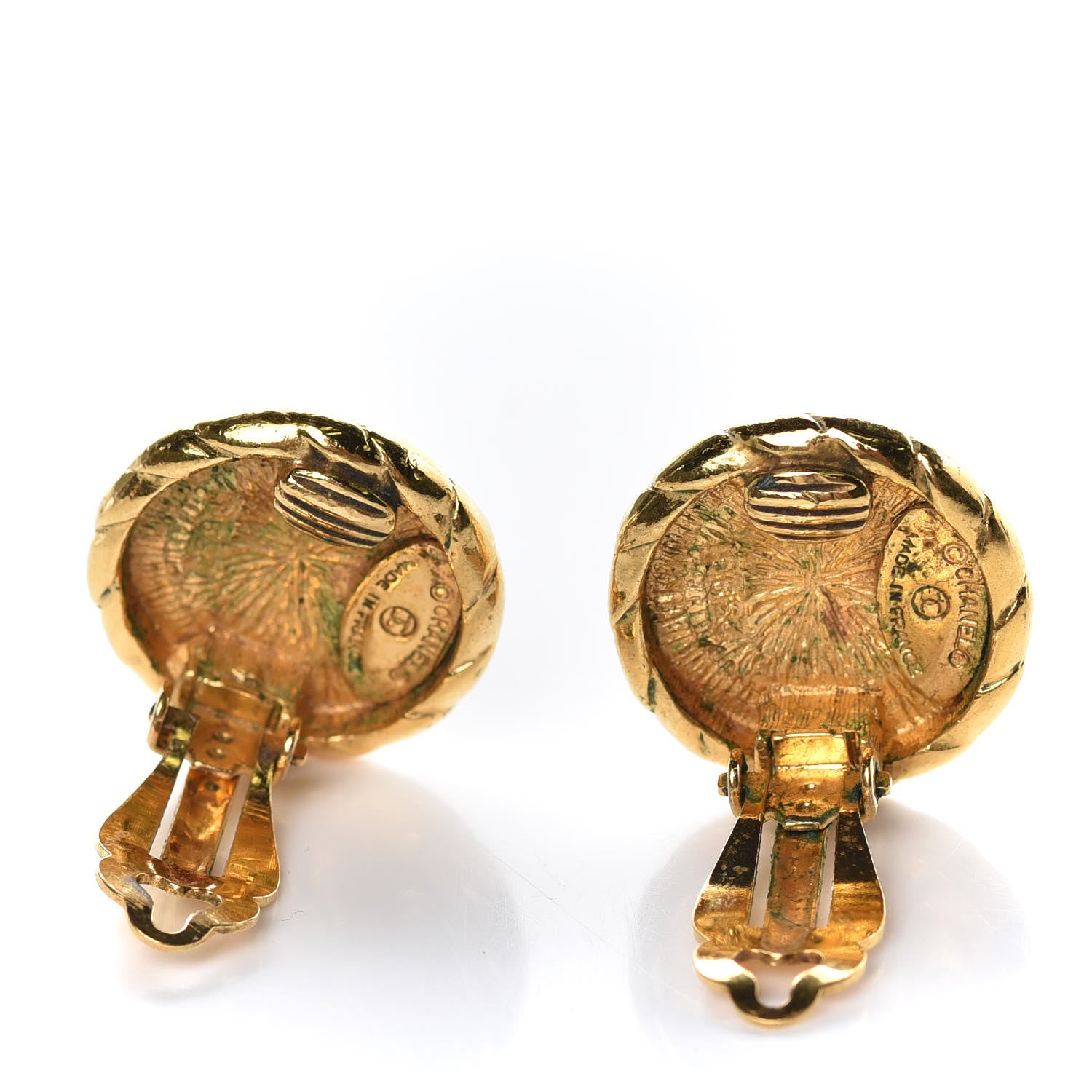 Chanel CC Quilted Clip On Earrings Gold 4 of 5