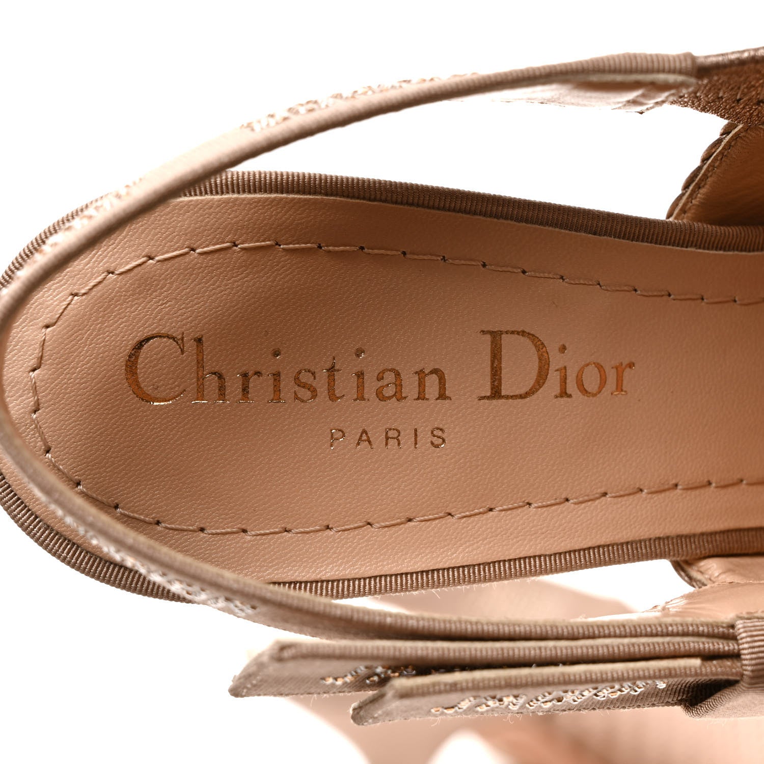 Christian Dior Laminated Calfskin Ribbon Crystal Woven J'Adior Slingback 65mm Pumps 36.5 Copper 7 of 8