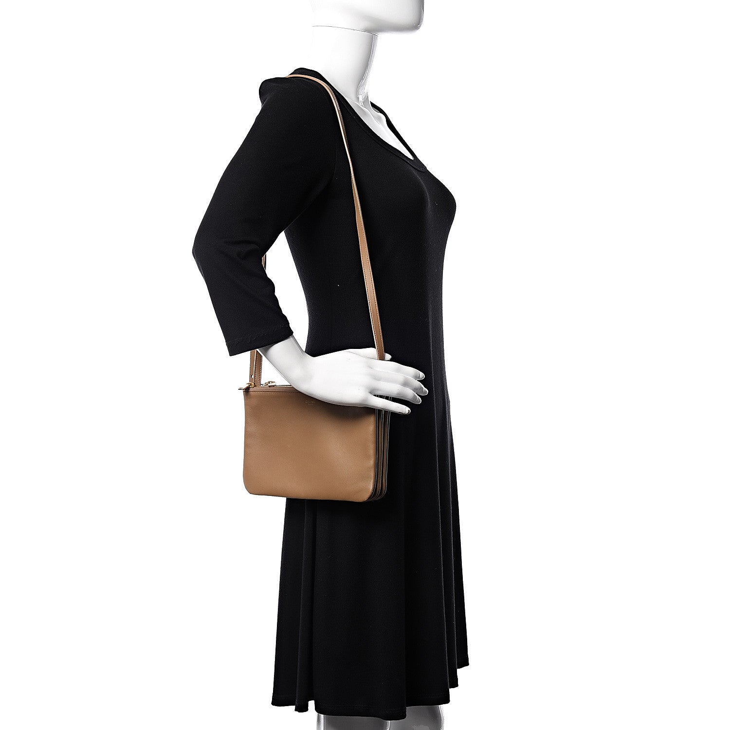 Celine Lambskin Small Trio Crossbody Bag Tan 2 of 10