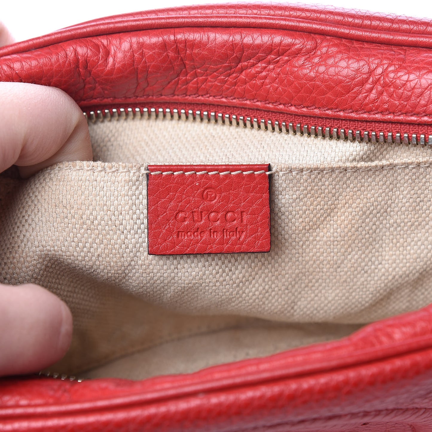 Pebbled Calfskin Small Soho Disco Bag Tabasco Red
