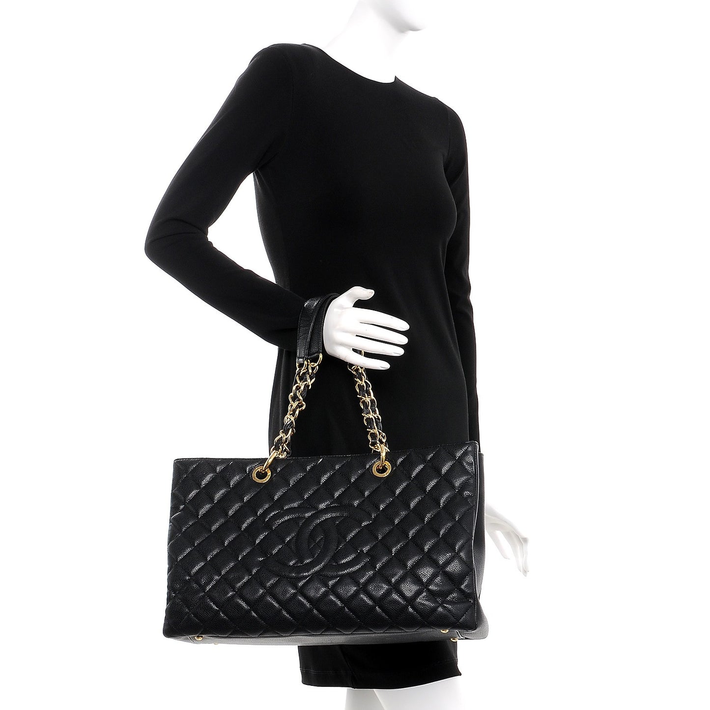 Caviar Quilted XL Grand Shopping Tote GST Black