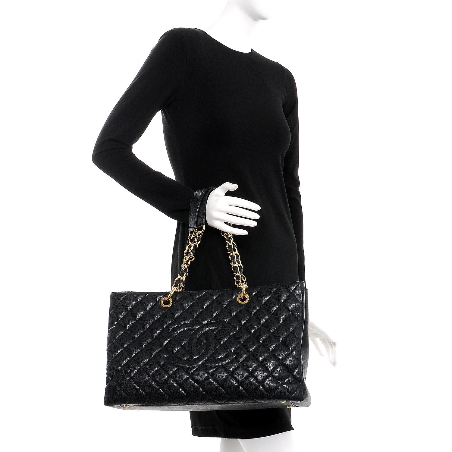 Chanel Caviar Quilted XL Grand Shopping Tote GST Black 2 of 12
