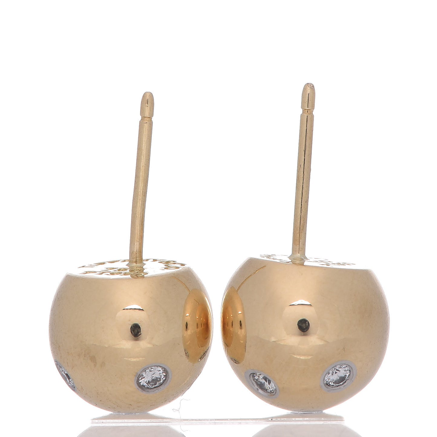 18K Yellow Gold Platinum Diamond 10.5mm Etoile Ball Earrings