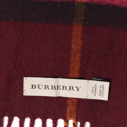 Burberry Cashmere Giant Check Fringe Scarf Dark Red 4 of 4