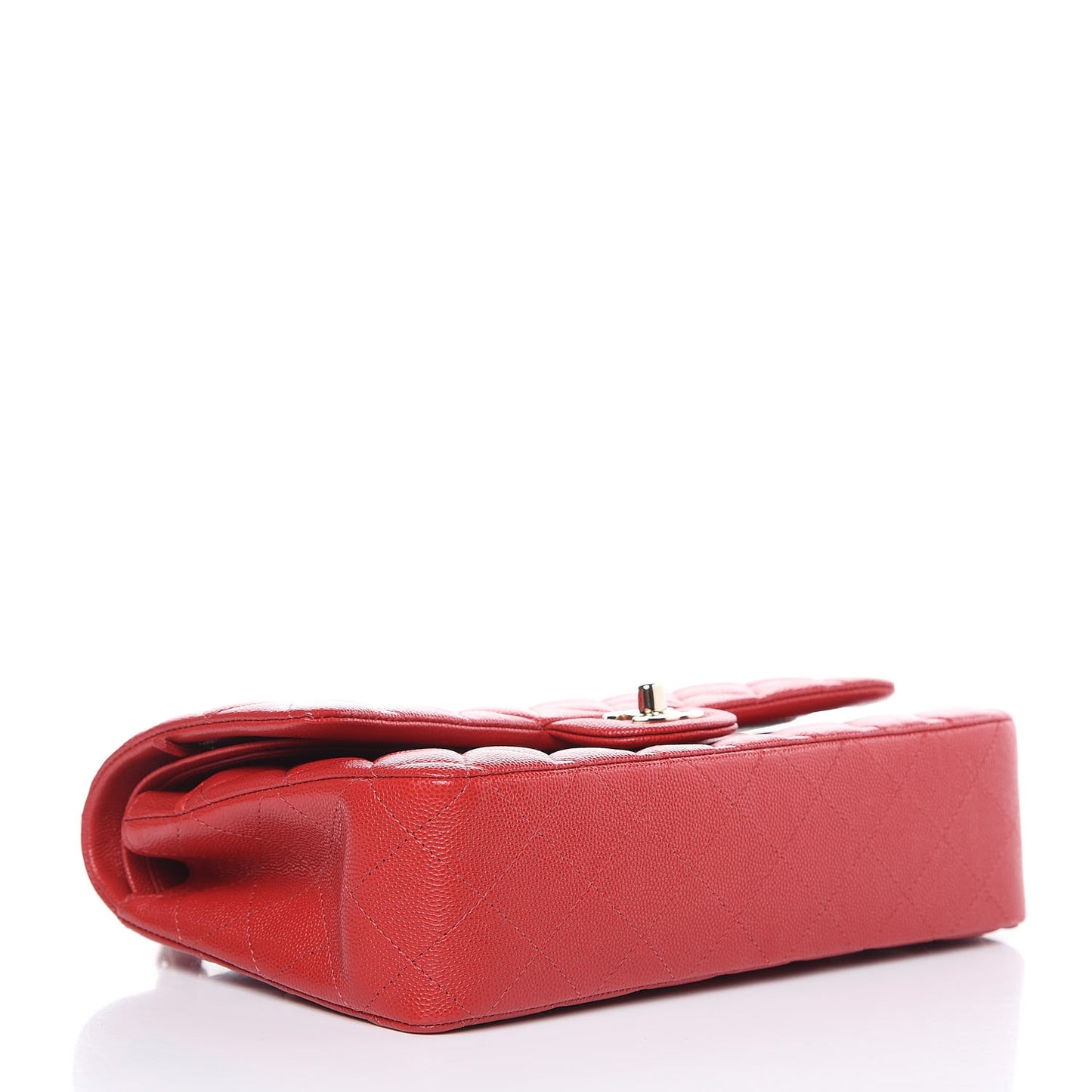 Caviar Quilted Medium Double Flap Red