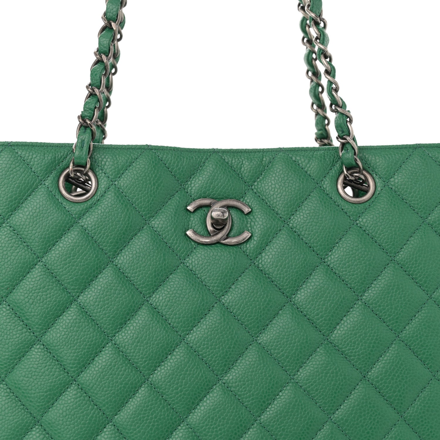 Chanel Caviar Quilted Large Classic Shopping Tote Green 8 of 10
