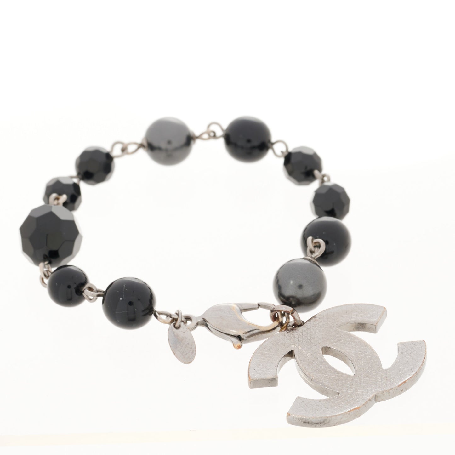Ruthenium Bead CC Bracelet Black