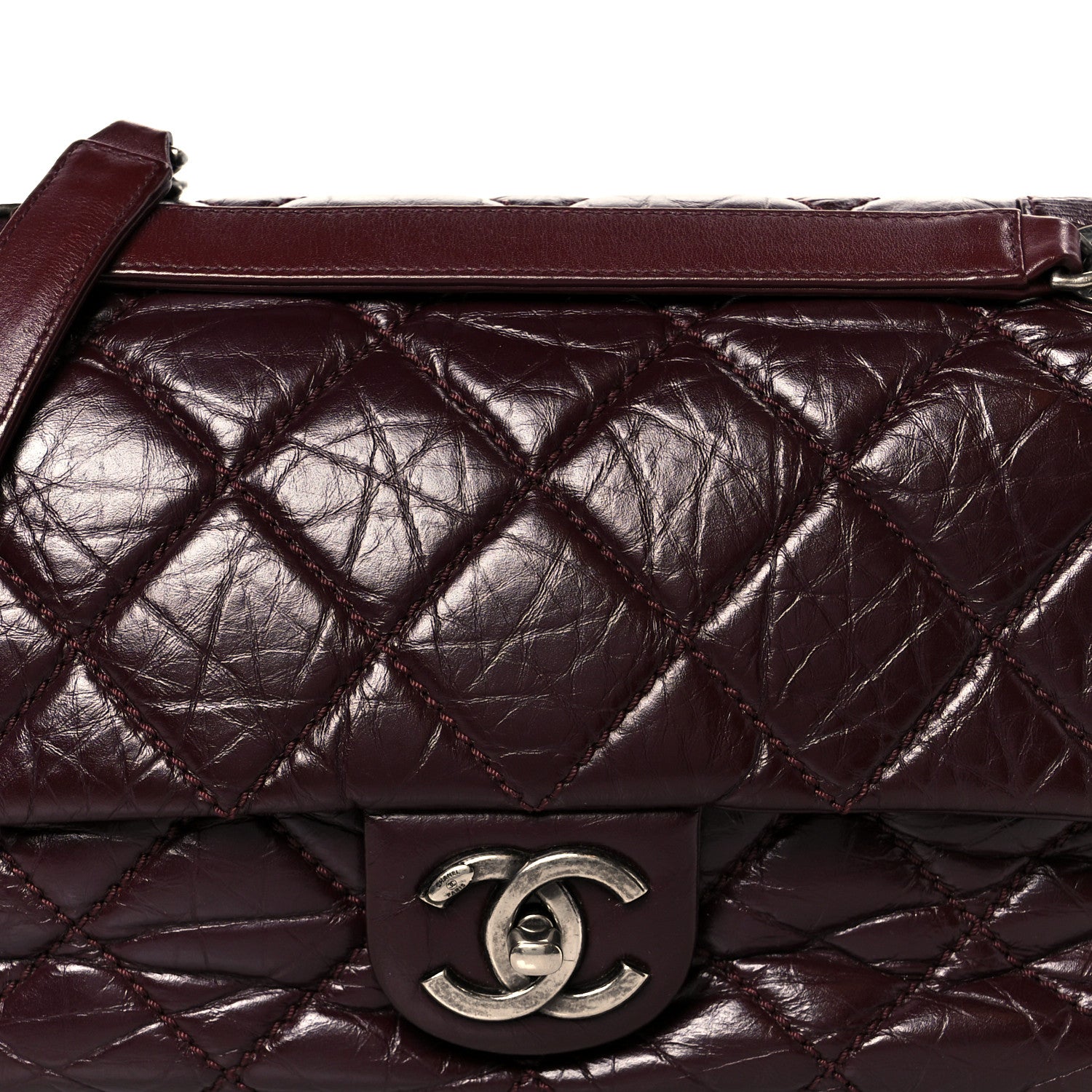 Chanel Aged Calfskin Medium New Portobello Flap Burgundy 1737080