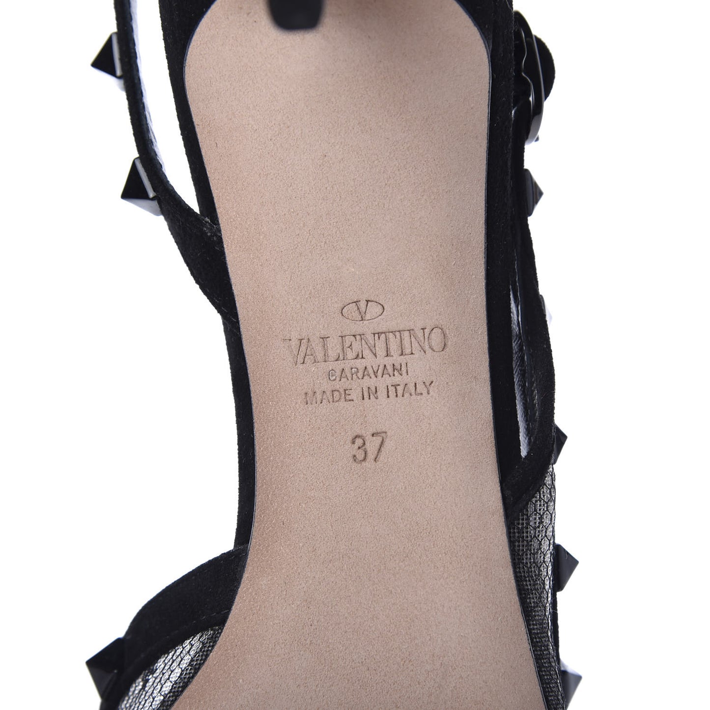 Mesh Point d'Esprit Rockstud Half D'Orsay Slingback 50mm Pumps 37 Black