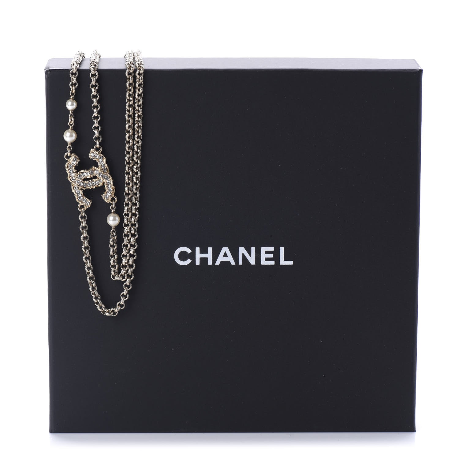 Chanel Crystal Pearl CC Chain Choker Necklace Gold 6 of 6