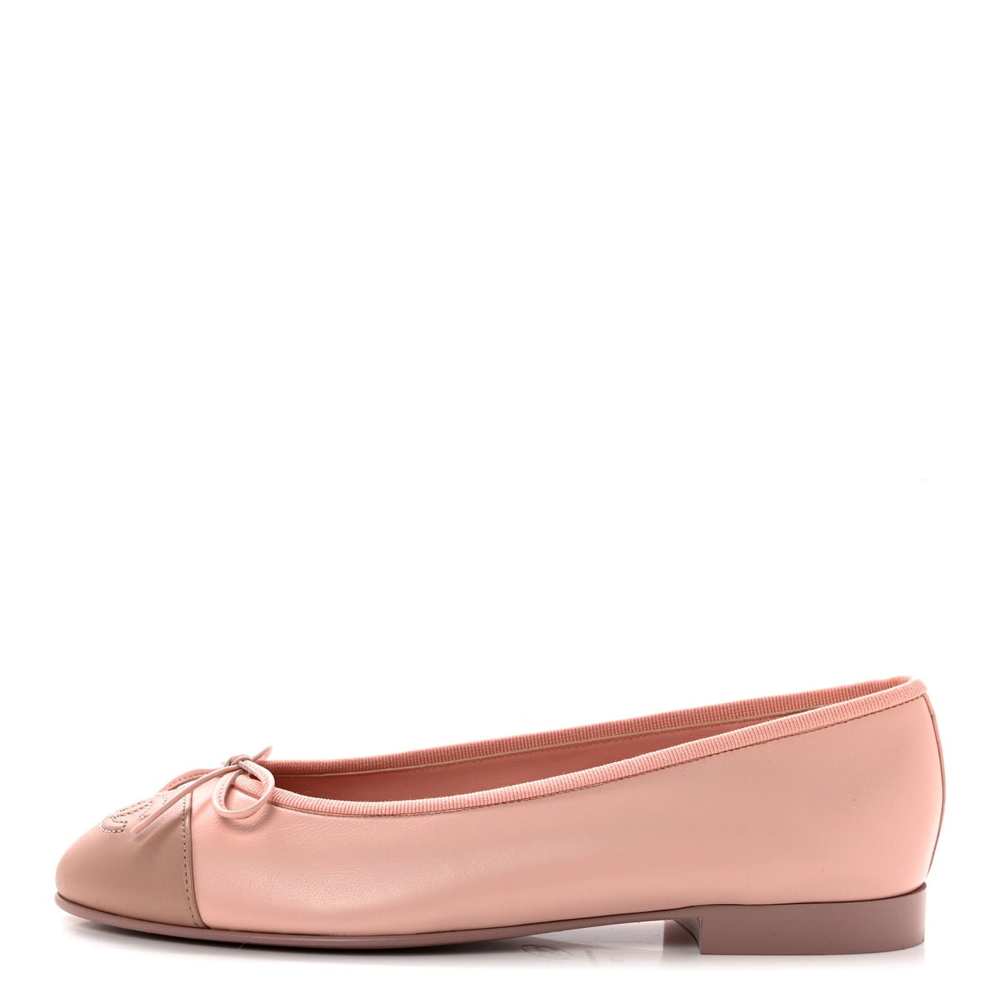 Lambskin Cap Toe CC Ballerina Flats 37 Light Pink Dark Pink