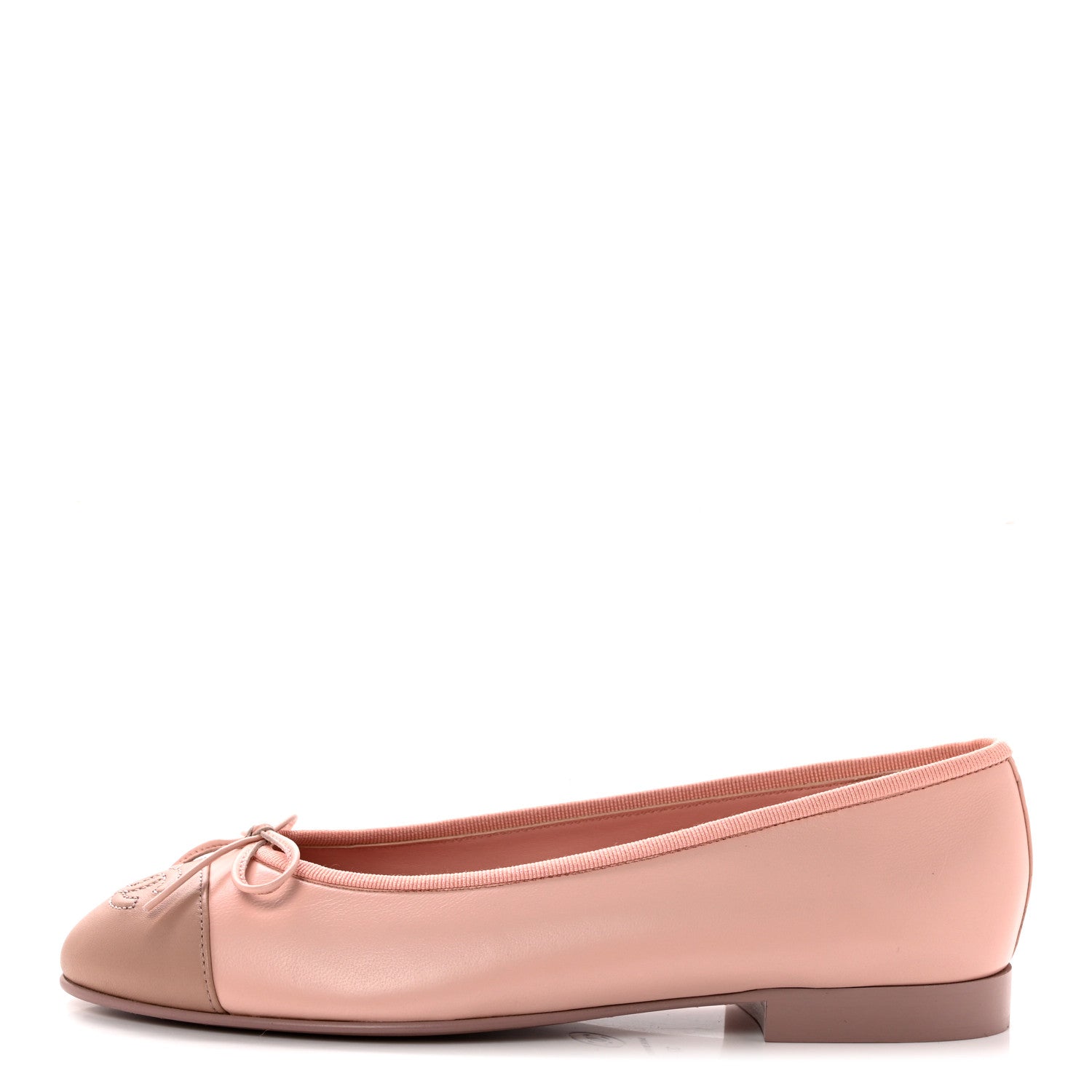 Chanel Lambskin Cap Toe CC Ballerina Flats 37 Light Pink Dark Pink 1 of 10