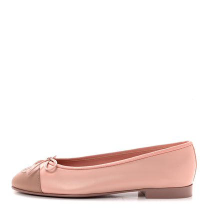 Chanel Lambskin Cap Toe CC Ballerina Flats 37 Light Pink Dark Pink 1 of 10