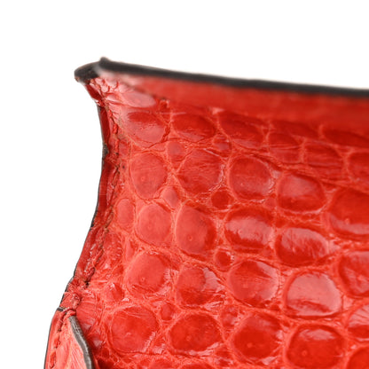 Hermes Shiny Porosus Crocodile Kelly Cut Pochette Orange Poppy 11 of 15