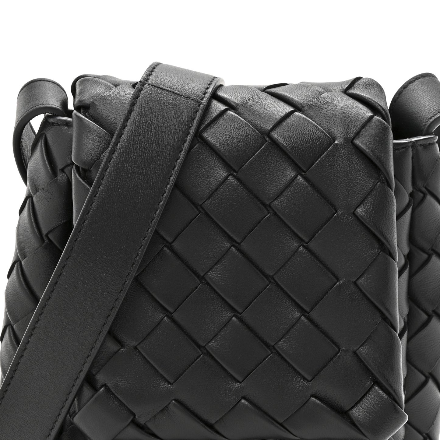 Nappa Intrecciato Mini Vertical Cobble Shoulder Bag Black