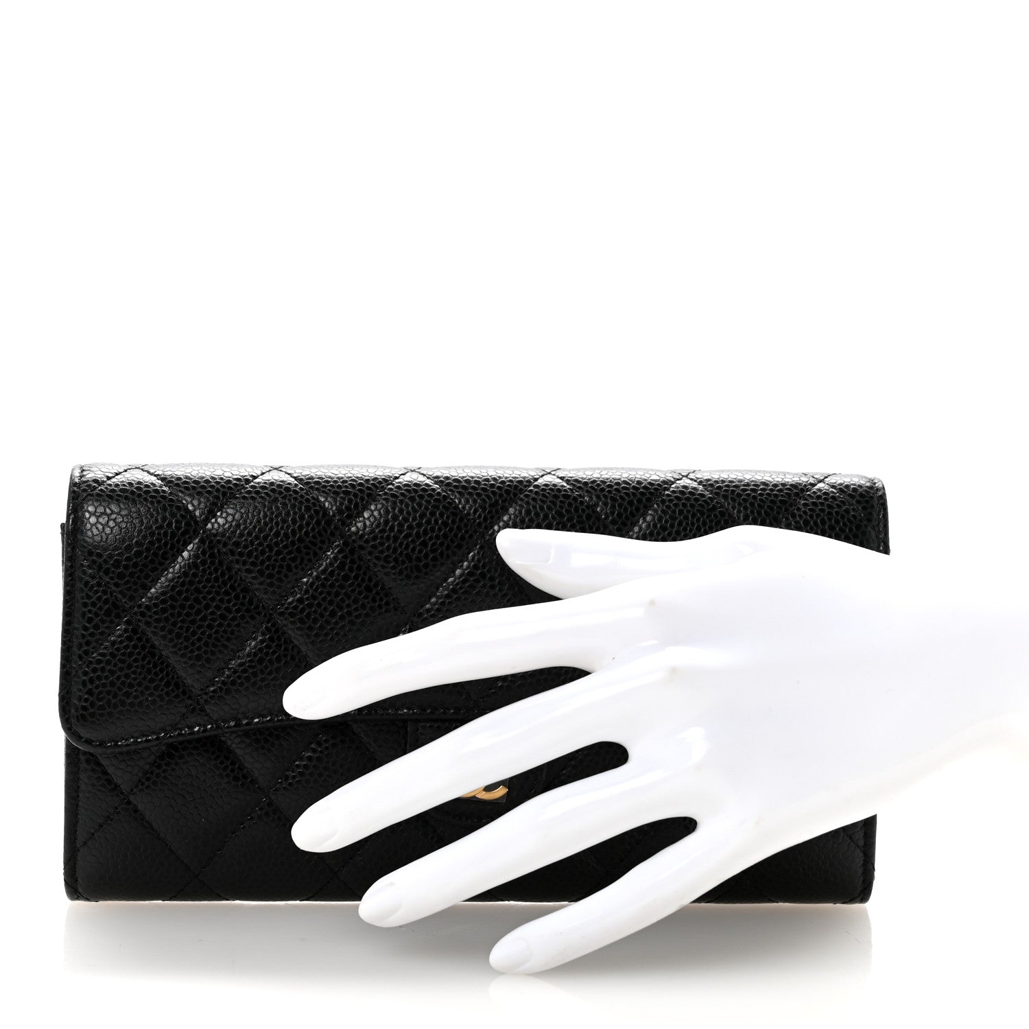 Chanel Caviar Quilted Large Gusset Flap Wallet Black 2 of 9