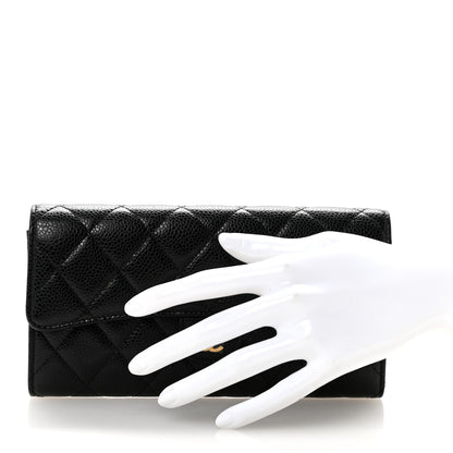 Chanel Caviar Quilted Large Gusset Flap Wallet Black 2 of 9