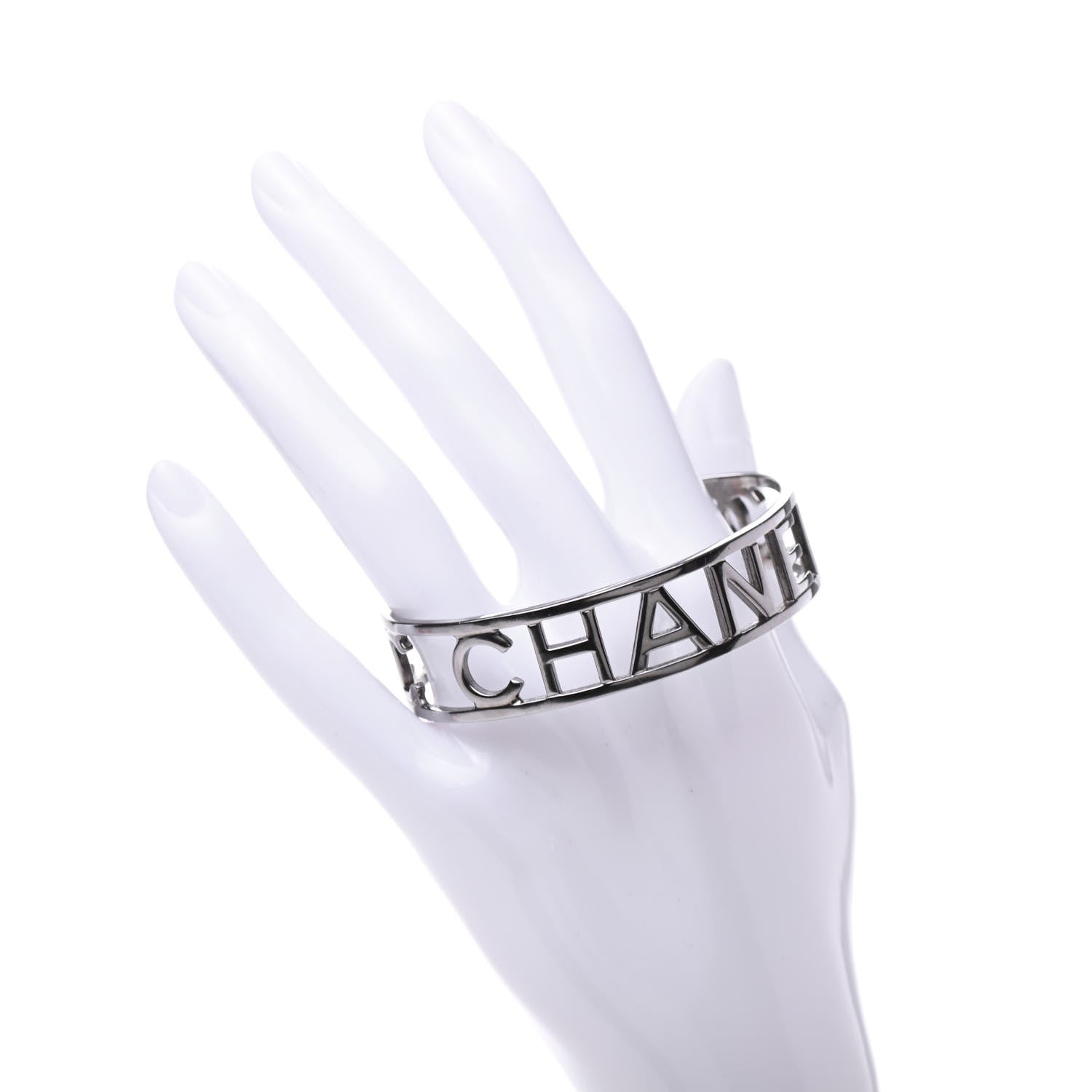 Chanel Metal Logo Cuff Silver 2 of 4