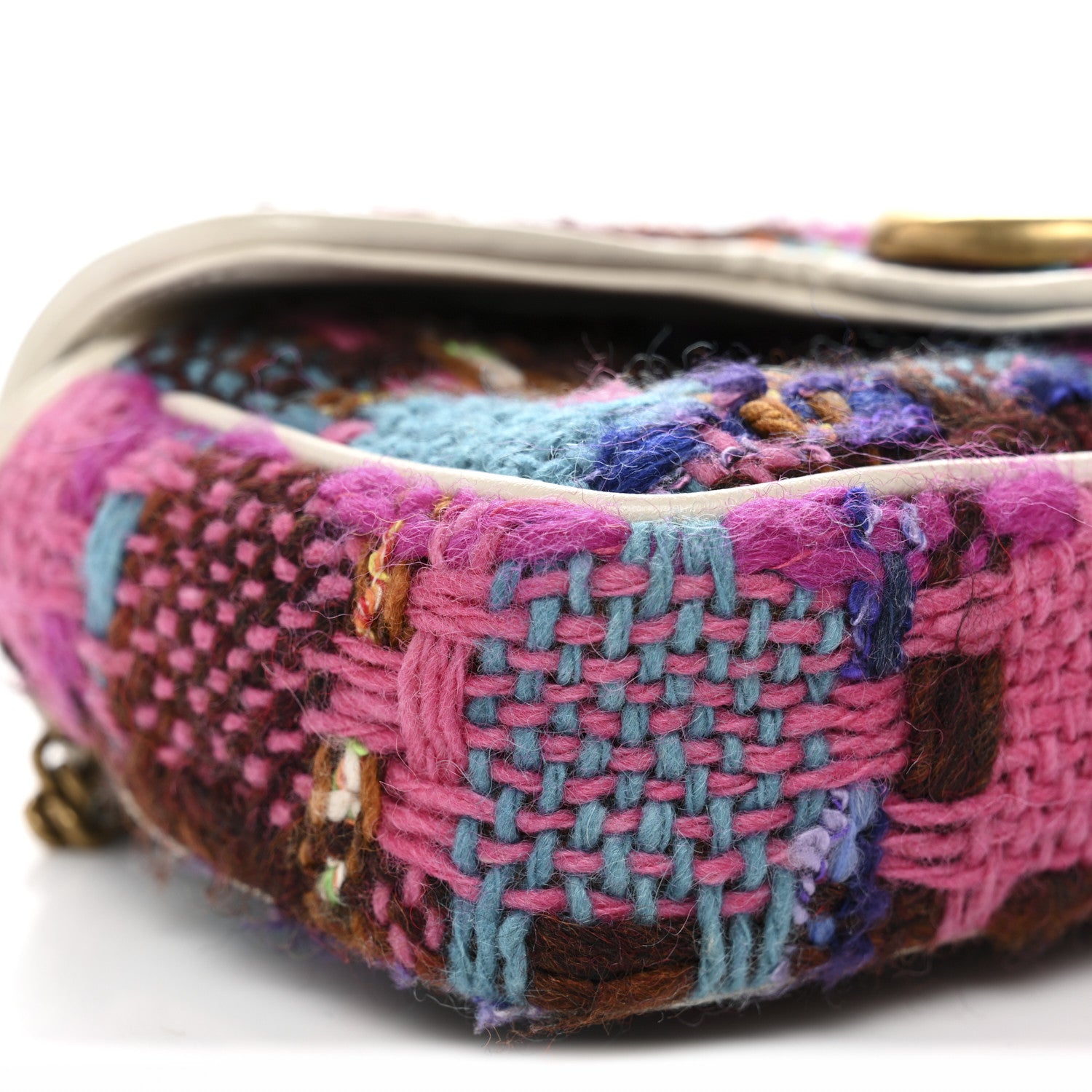 Gucci Tweed Calfskin Spicy Check Super Mini GG Marmont Shoulder