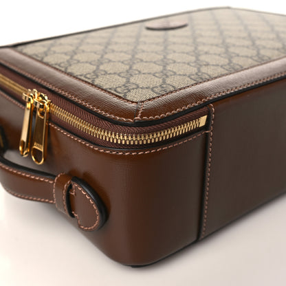 Gucci GG Supreme Monogram Glazed Textured Calfskin Retro Interlocking G Box Shoulder Bag Beige Ebony Brown Sugar 8 of 9