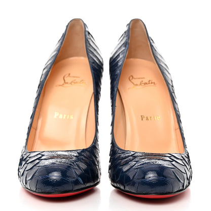 Christian Louboutin Snakeskin Ron Ron 100 Pumps 39 Navy 2 of 8