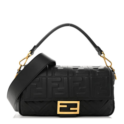Fendi Nappa FF 1974 Embossed Baguette Black 1 of 17