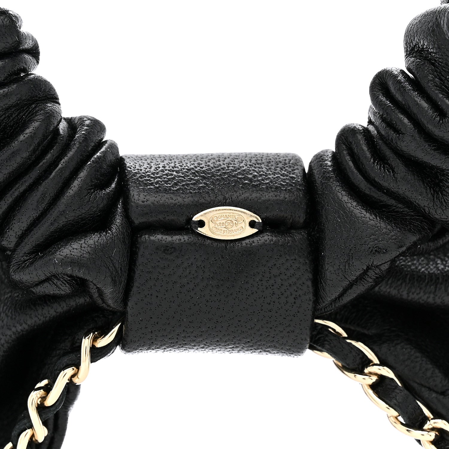 Chanel Lambskin Chain CC Bow Hair Scrunchie Black 8 of 8