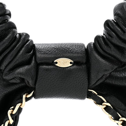 Chanel Lambskin Chain CC Bow Hair Scrunchie Black 8 of 8