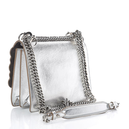 Fendi Vitello Catalan Mirror Scalloped Multi Studded Small Kan I Shoulder Bag Argento 3 of 10