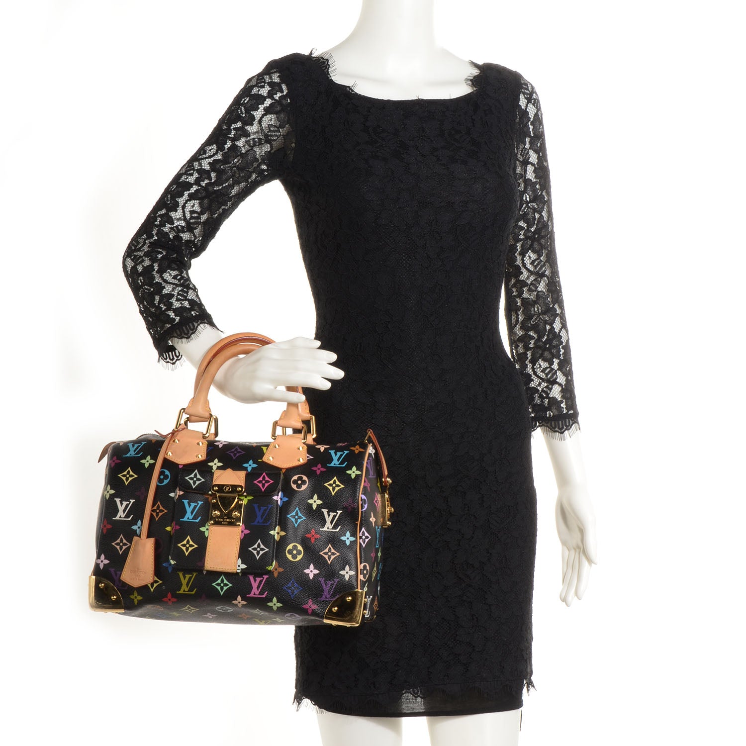 Louis Vuitton Monogram Multicolor Speedy 30 Black 2 of 8