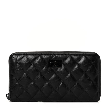 Chanel Aged Calfskin Quilted Reissue Large Gusset Zip Around Wallet So Black 1 of 10