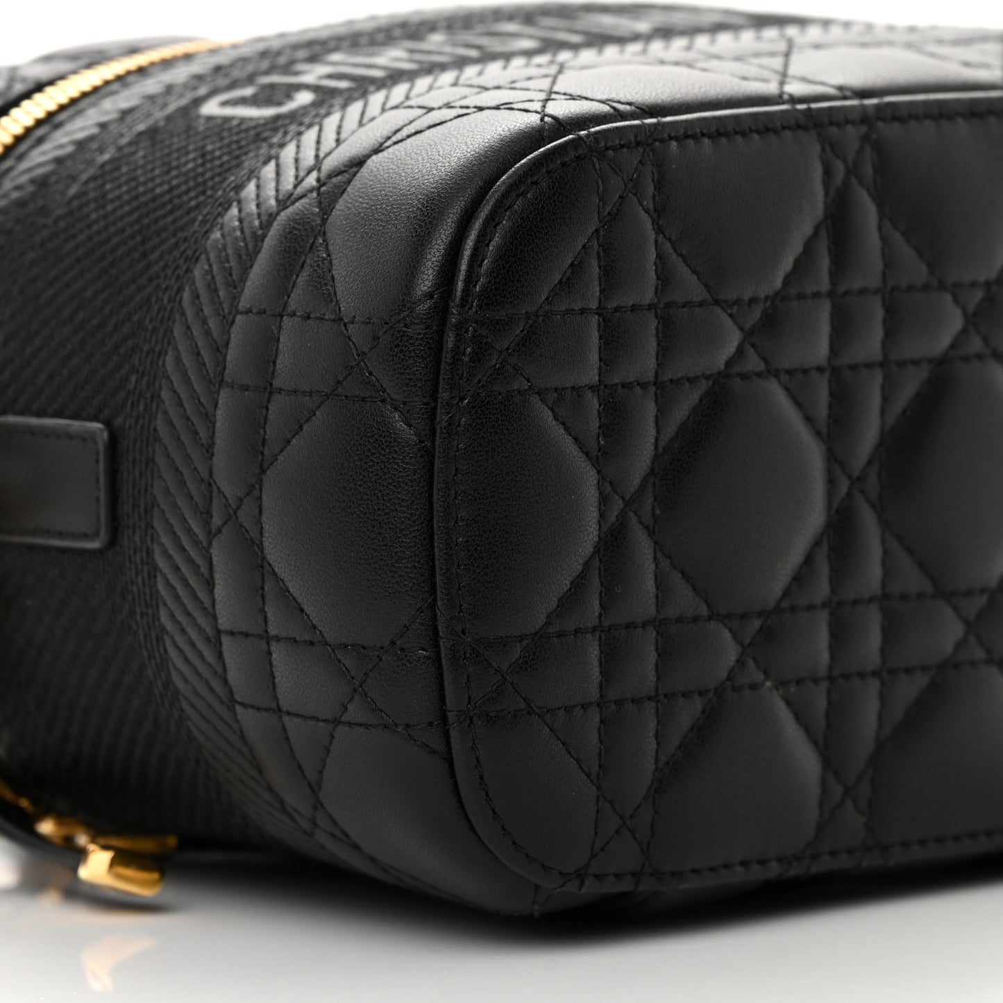 Lambskin Cannage Small Diortravel Vanity Case Black