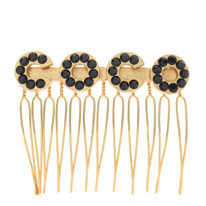 Chanel Resin Coco Hair Comb Gold Black 1 of 4