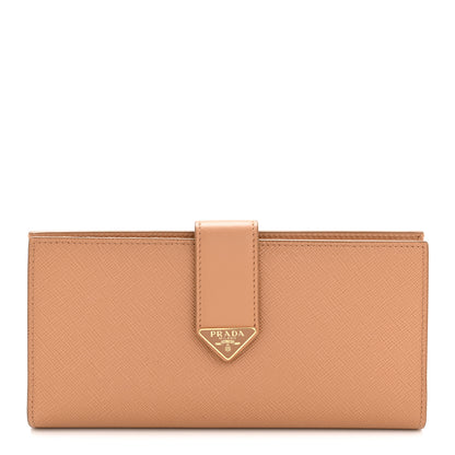 Prada Saffiano Calfskin Large Triangle Continental Wallet Naturale 2 of 18