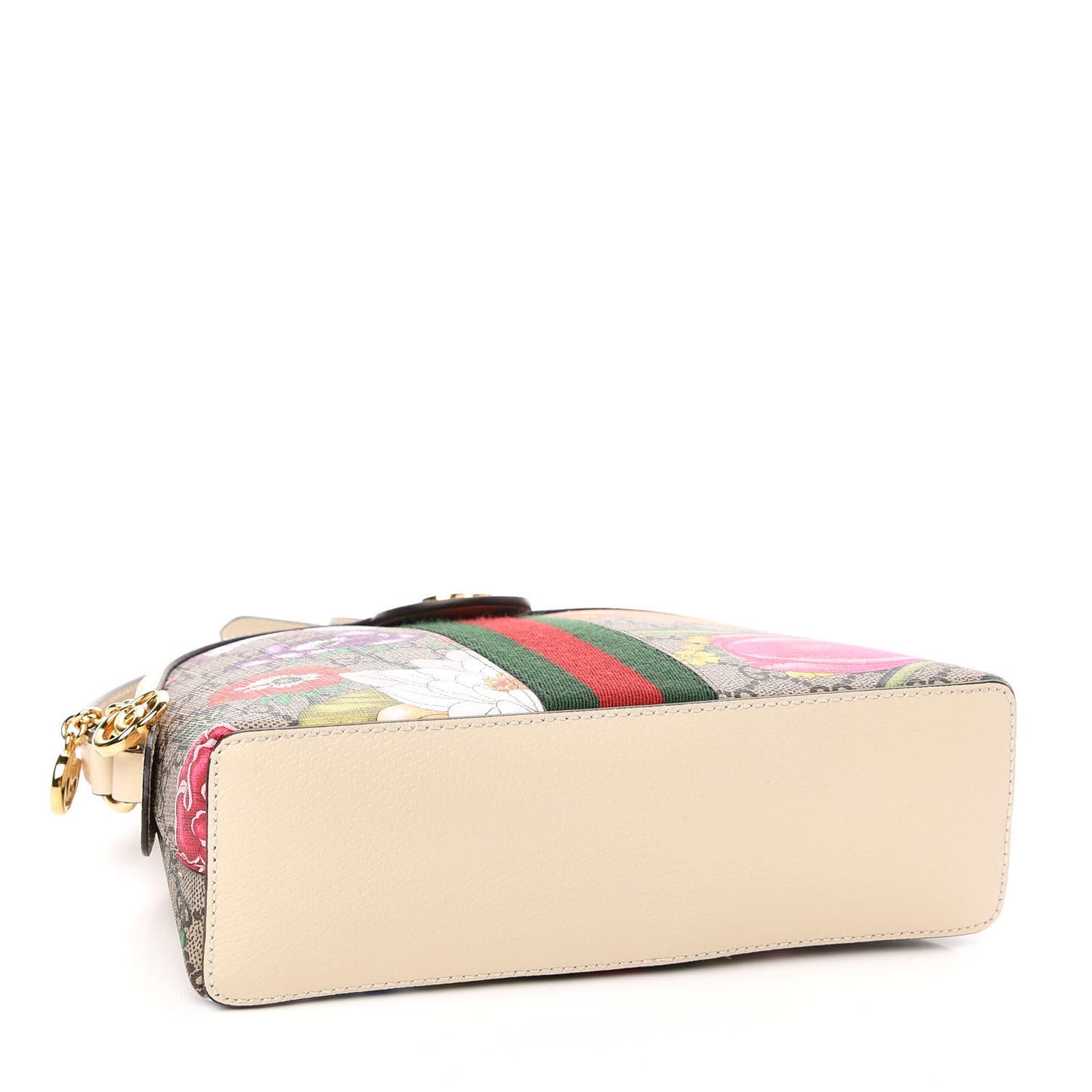 GG Supreme Monogram Flora Web GG Small Ophidia Dome Shoulder Bag White
