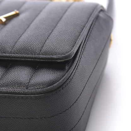 Saint Laurent Grain De Poudre Matelasse Monogram Small Vicky Chain Bag Black 10 of 12