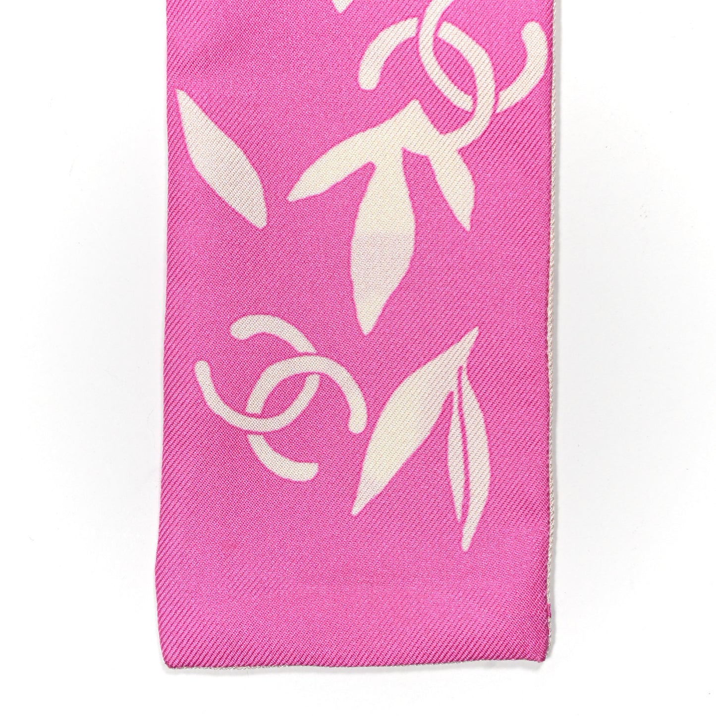 Silk Leaf CC Slim Bandeau Scarf Pink White
