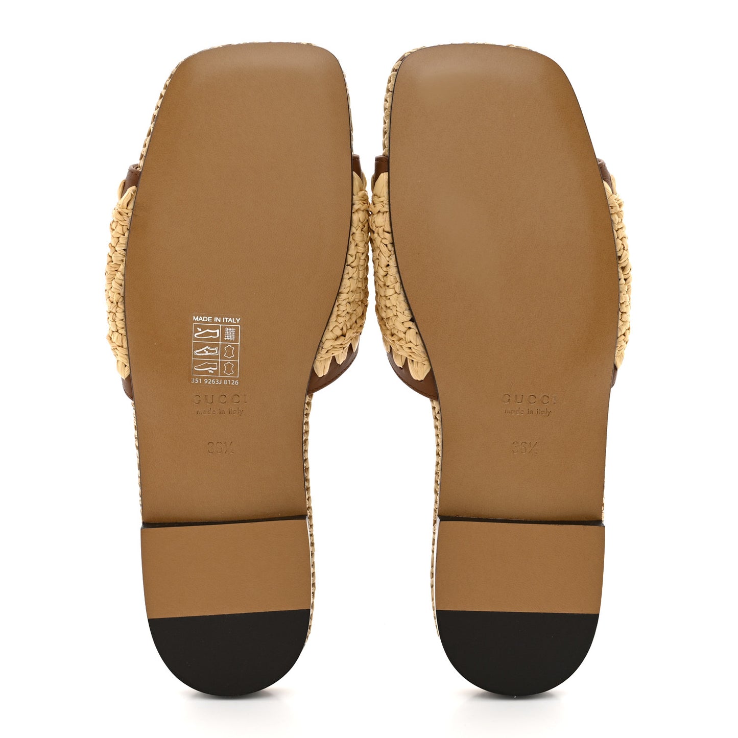 Raffia Interlocking G Flat Slide Sandals 36.5 Bright Natural Sundial