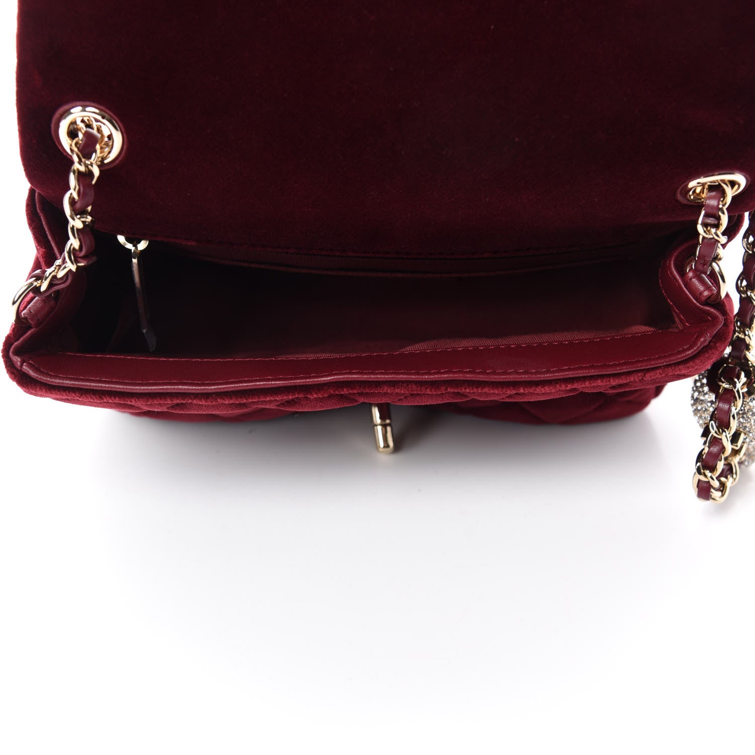 Chanel Velvet Quilted Mini Rectangular Pearl Crush Flap Burgundy 5 of 10