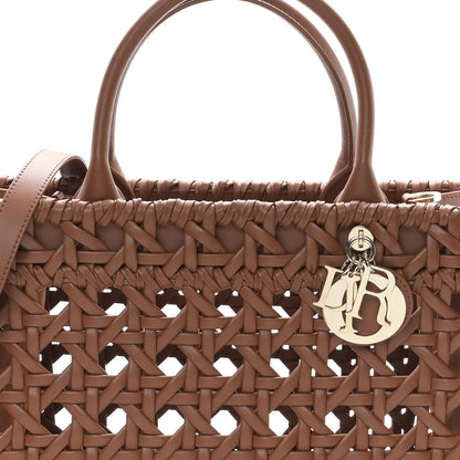 Christian Dior Calfskin Braided Cannage Medium Book Tote Golden Saddle 8 of 10