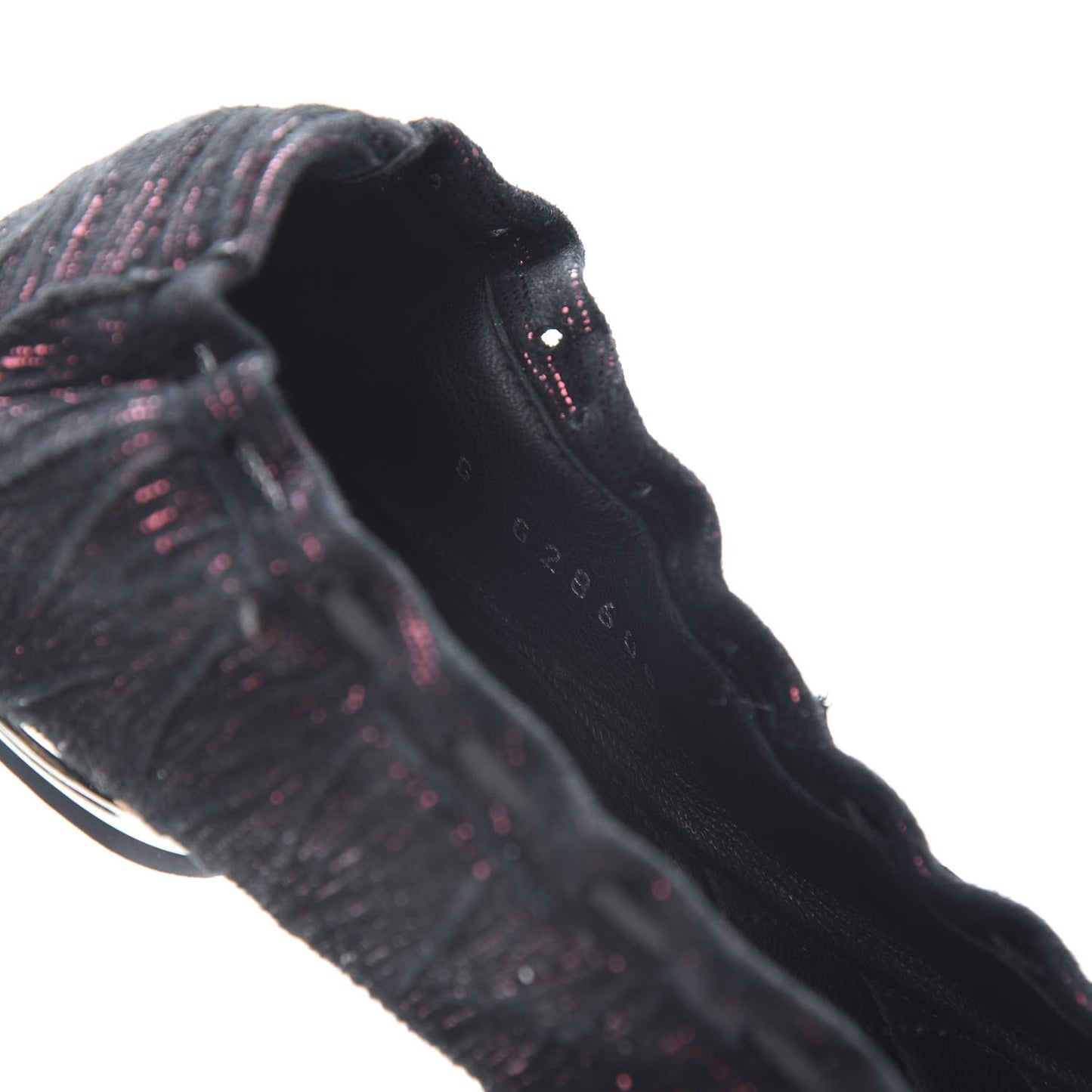 Metallic Suede CC Elastic Cap Toe Ballerina Flats 35.5 Pink Black