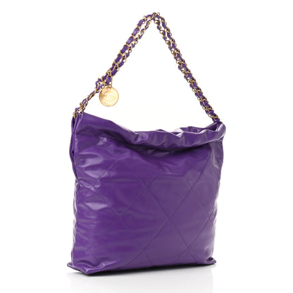 Chanel Shiny Calfskin Quilted Small Chanel 22 Purple 3 of 11