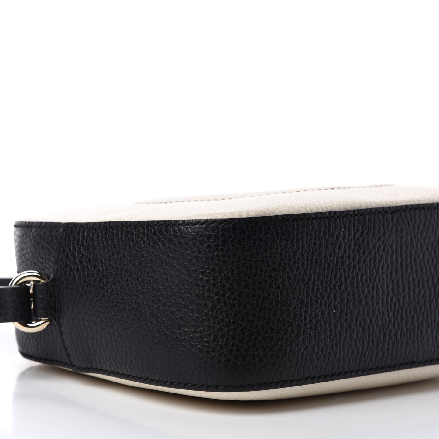 Dollar Calfskin Bi-Color Small Soho Disco Bag Mystic White Black