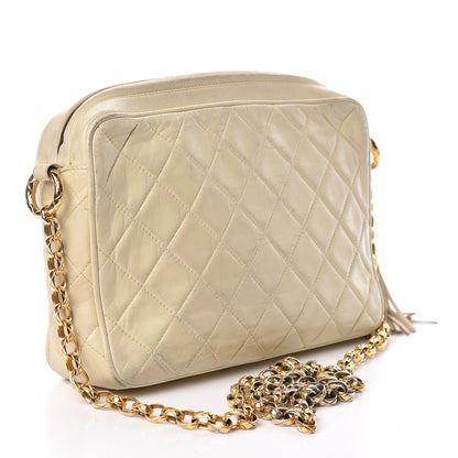 Chanel Lambskin Quilted Tassel Camera Case Pouch Beige 3 of 24