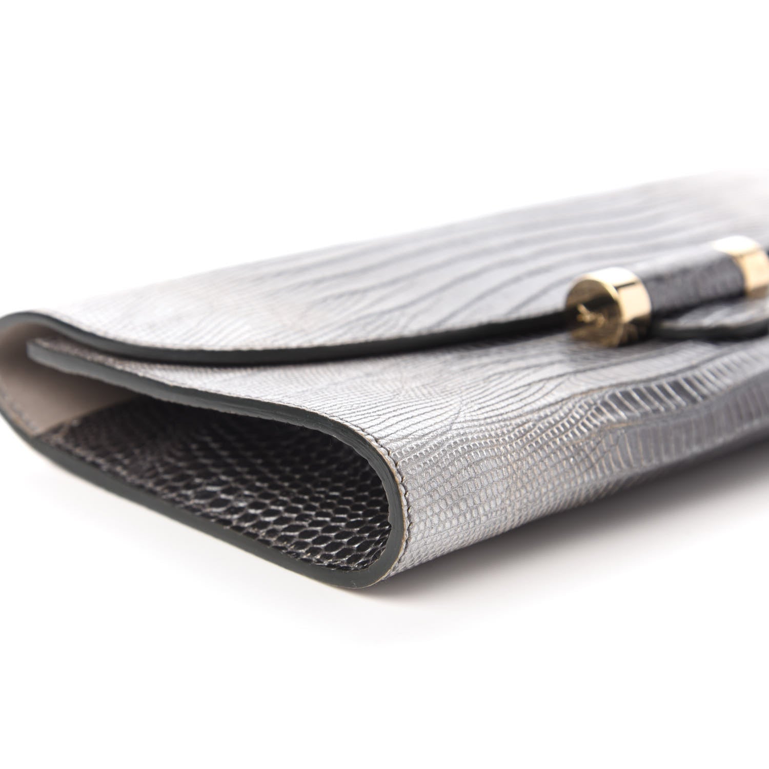 Saint Laurent Ombre Lizard Muse Clutch Silver 6 of 10