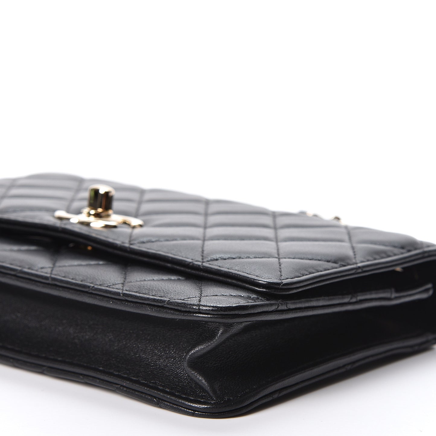 Lambskin Quilted Trendy CC Wallet On Chain WOC Black
