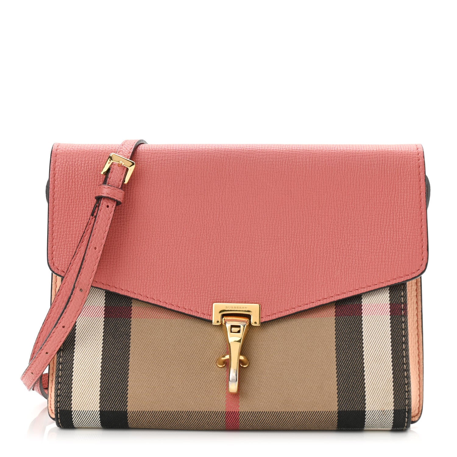 Burberry Derby Calfskin House Check Small Macken Crossbody Bag Copper Pink 1 of 13