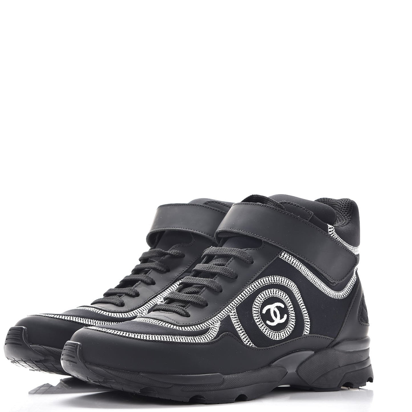 Calfskin Neoprene Tweed Quilted Sneakers 38.5 Black